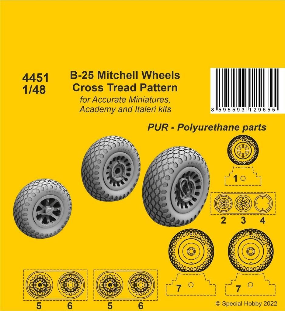 1:48 B-25 Mitchell Wheels/ Cross Tread Pattern