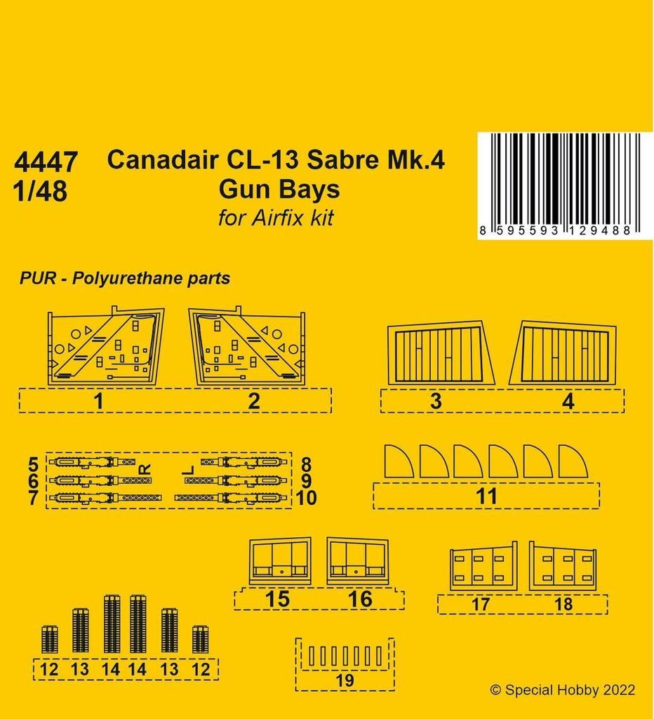 1:48 Canadair CL-13 Sabre Mk.4 Gun Bays for Airfix kit