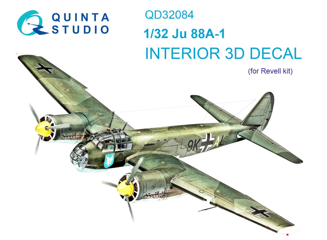 1:32 Ju 88A-1 3D-Printed & coloured Interior on decal paper (Revell)