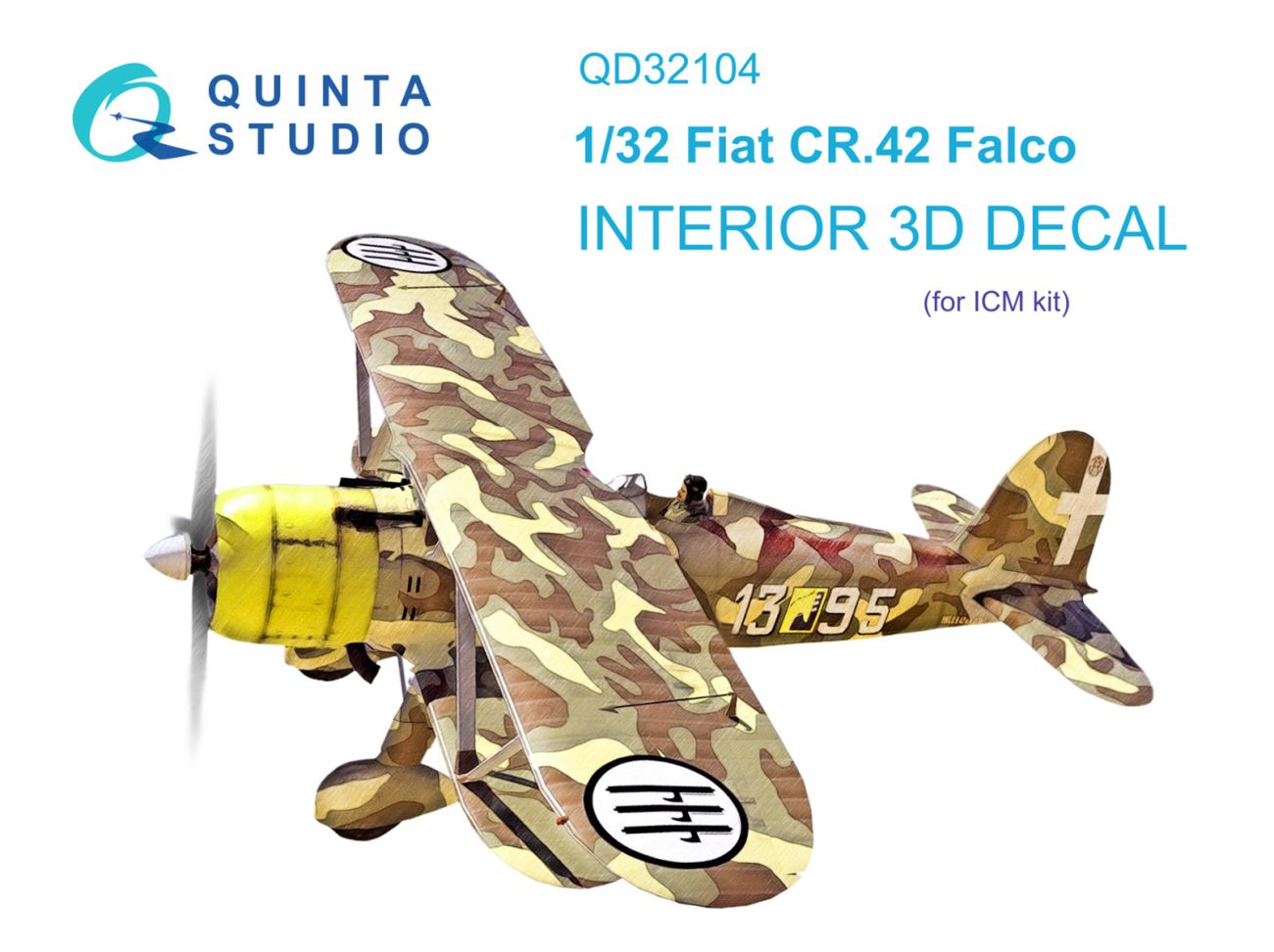 1:32 Fiat CR.42 3D-Printed & coloured Interior on decal paper (ICM)