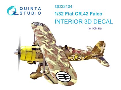 1:32 Fiat CR.42 3D-Printed & coloured Interior on decal paper (ICM)
