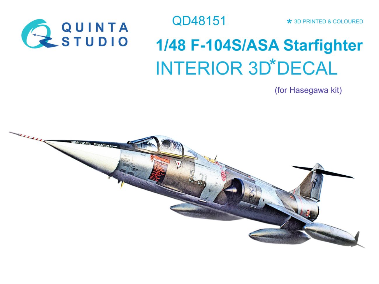 1:48 F-104S-ASA 3D-Printed & coloured Interior on decal paper (Hasegawa)