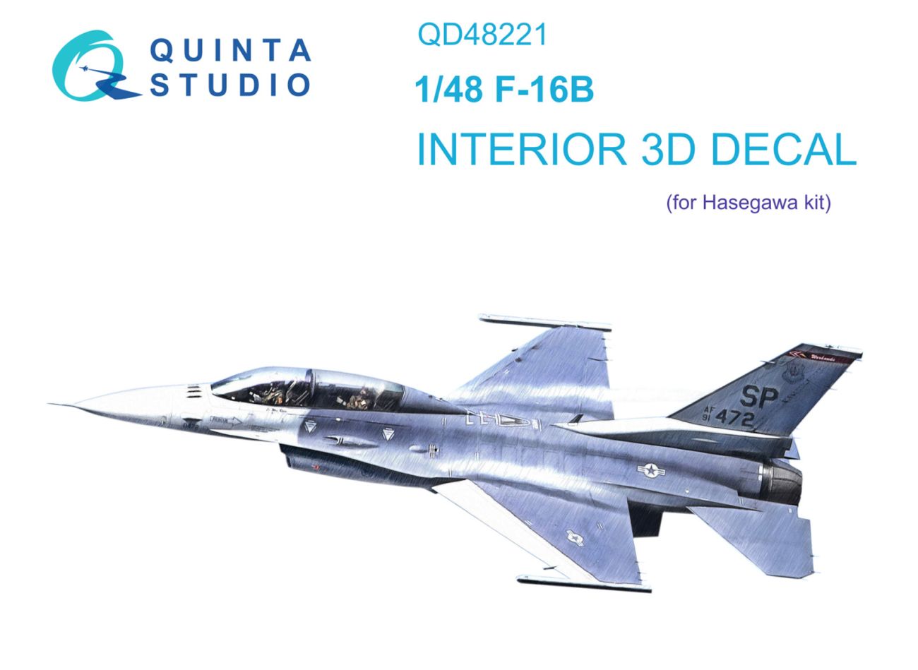 1:48 F-16B 3D-Printed & coloured Interior on decal paper (Hasegawa)