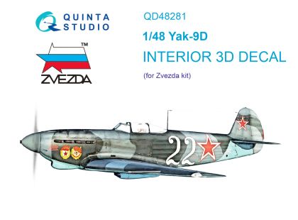 1:48 Yak-9D 3D-Printed & coloured Interior on decal paper (Zvezda)