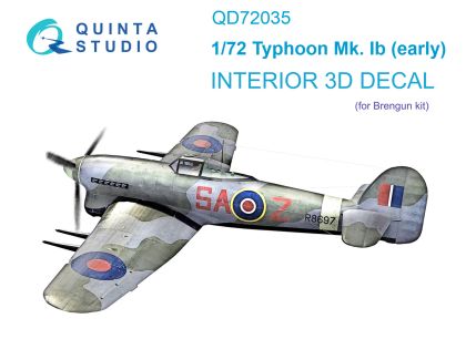 1:72 Hawker Typhoon Mk.1b (early) 3D-Printed & coloured Interior on decal paper (Brengun)