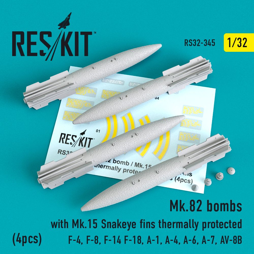 1:32 Mark 82 bomb with Mk.15 Snakeye Fins thermally protected (4pcs)