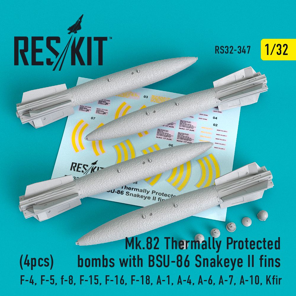 1:32 Mark 82 Thermally Protected bombs with BSU-86 Snakeye II fins (4pcs)