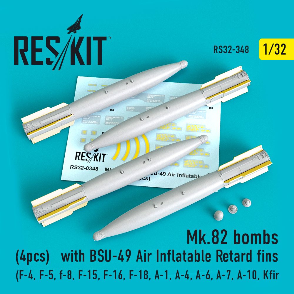 1:32 Mark 82 bombs with BSU-49 Air Inflatable Retard fins (4pcs)