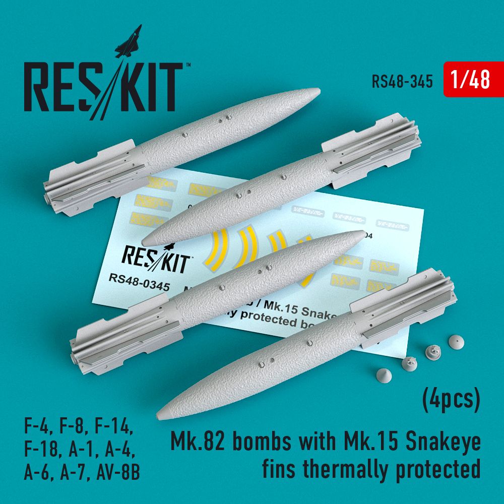 1:48 Mark 82 bomb with Mk.15 Snakeye fins thermally protected (4pcs)