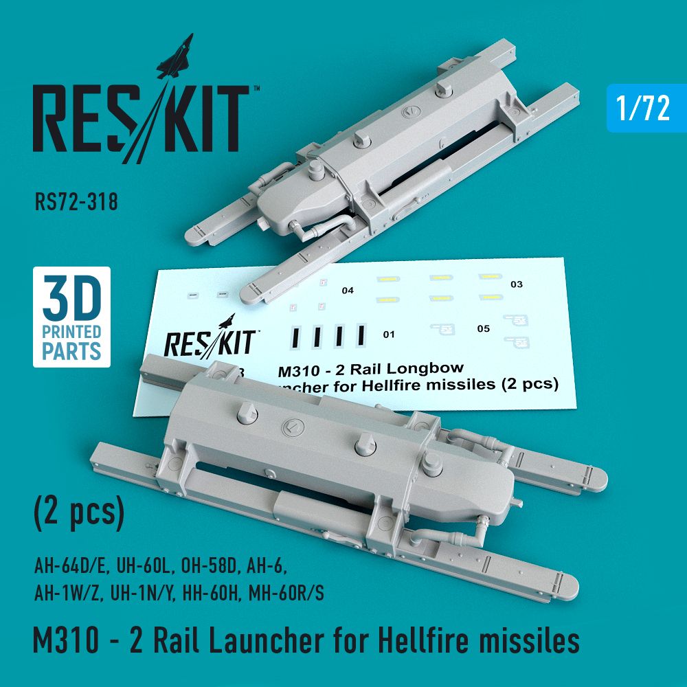 1:72 M310 - 2 Rail Launcher for Hellfire missiles (2 pcs)