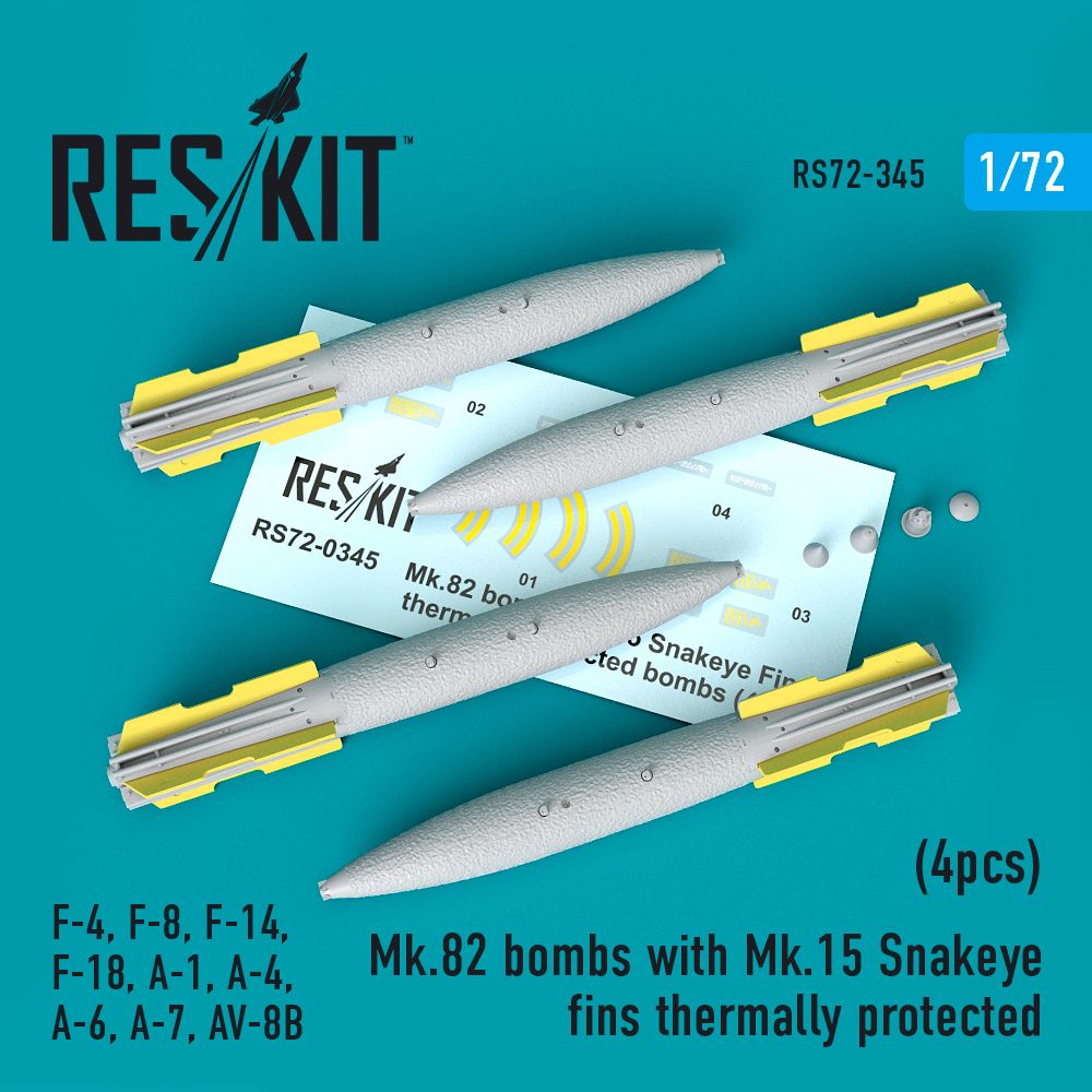 1:72 Mark 82 bombs with Mk.15 Snakeye fins thermally protected (4pcs)