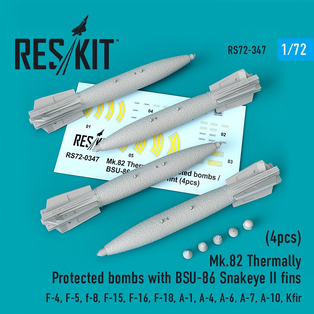 1:72 Mark 82 Thermally Protected bombs with BSU-86 Snakeye II fins (4pcs)