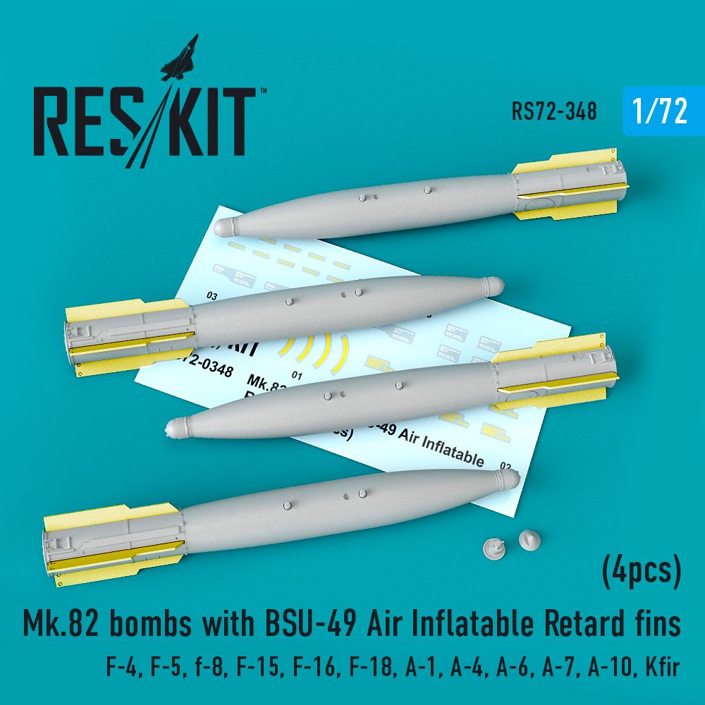 1:72 Mark 82 bombs with BSU-49 Air Inflatable Retard fins (4pcs)