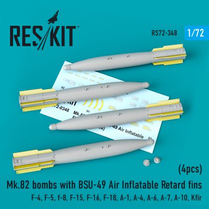 1:72 Mark 82 bombs with BSU-49 Air Inflatable Retard fins (4pcs)