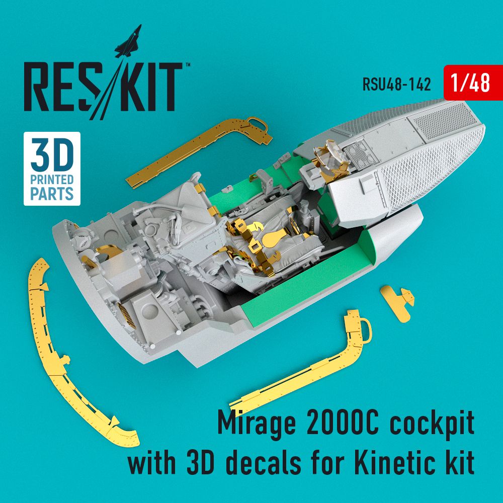 1:48 Dassault Mirage 2000C cockpit with 3D decals for Kinetic