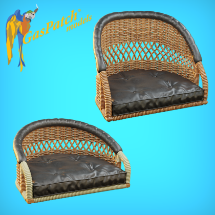 1:48 British Wicker Perforated Back - Sort and Tall With Small Leather Pad