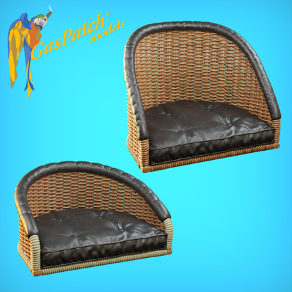 1:72 British Wicker Seat Full Back - Short and Tall With Small Leather Pad