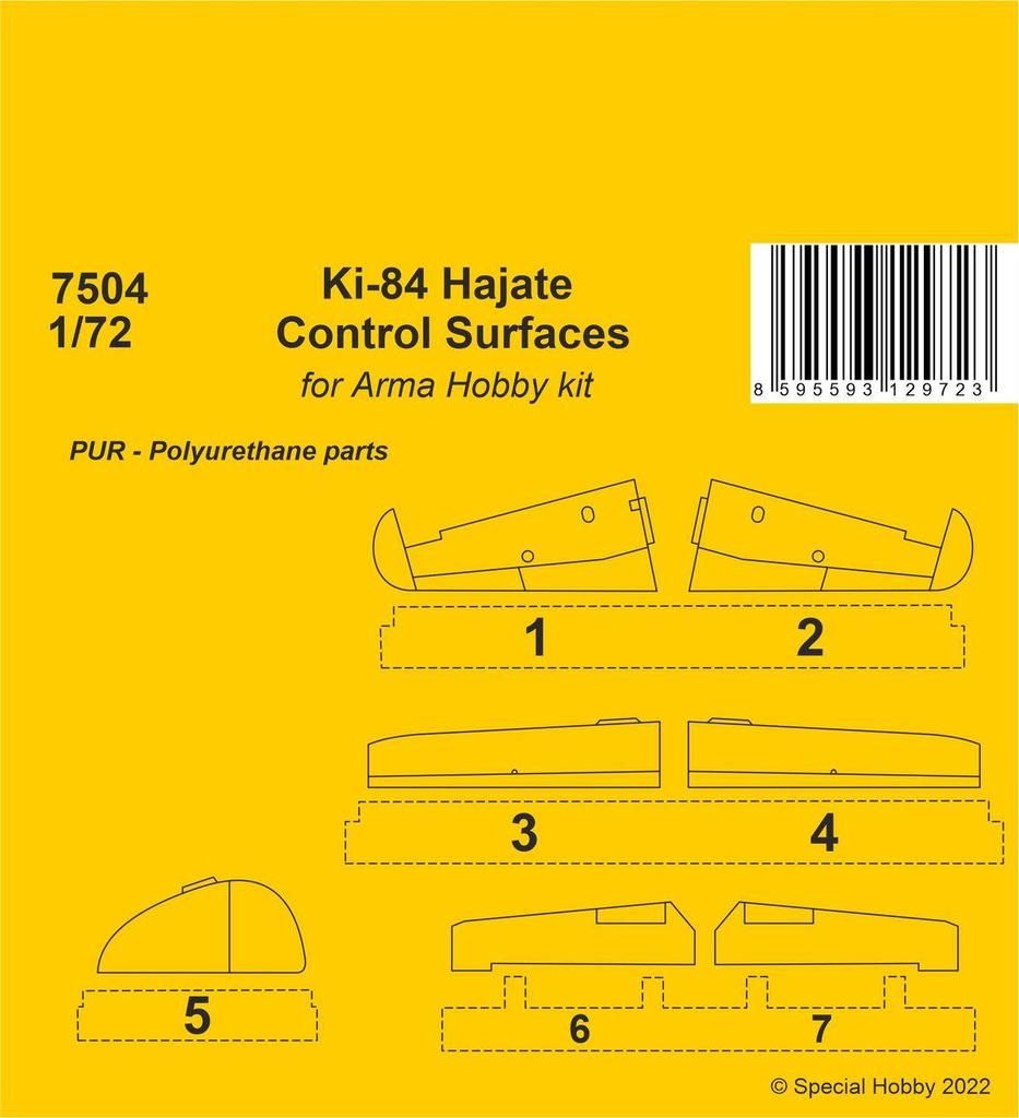 1:72 Ki-84 Hajate Control Surfaces for Arma Hobby kits