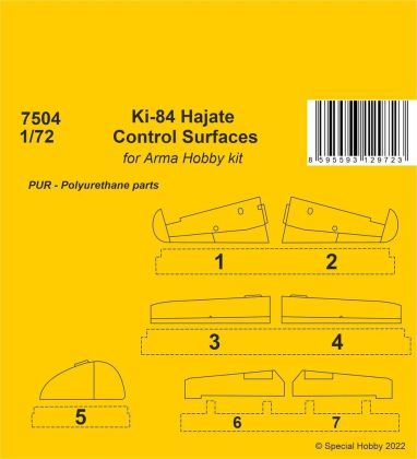 1:72 Ki-84 Hajate Control Surfaces for Arma Hobby kits