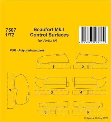 1:72 Beaufort Mk.I Control Surfaces for Airfix kit