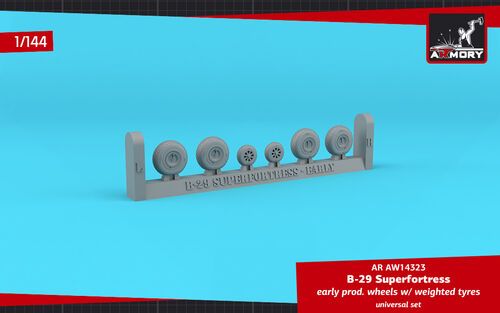 1:144 B-29 Superfortress early production wheels w/ weighted tyres