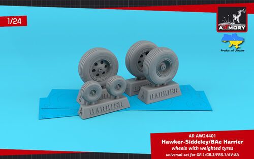 1:24 H.S. Harrier GR.1/GR.3/FRS.1/AV-8A wheels w/ weighted tyres