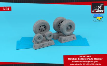 1:24 H.S. Harrier GR.1/GR.3/FRS.1/AV-8A wheels w/ weighted tyres