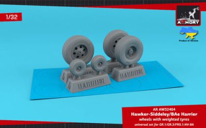 1:32 H.S. Harrier GR.1/GR.3/FRS.1/AV-8A wheels w/ weighted tyres