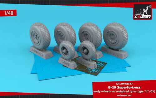 1:48 B-29 Superfortress early production wheels w/ weighted tyres type 