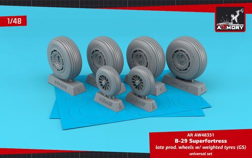 1:48 B-29 Superfortress late production wheels w/ weighted tyres (GS)
