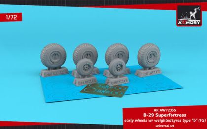 1:72 B-29 Superfortress early production wheels w/ weighted tyres type 