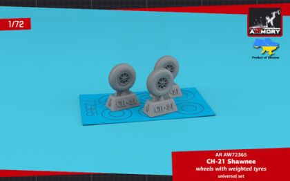 1:72 CH-21 Shawnee wheels w/ weighted tyres