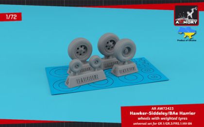 1:72 H.S. Harrier GR.1/GR.3/FRS.1/AV-8A wheels w/ weighted tyres