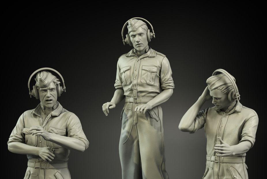 1:35 German summer shirts tank crew (3 figures)