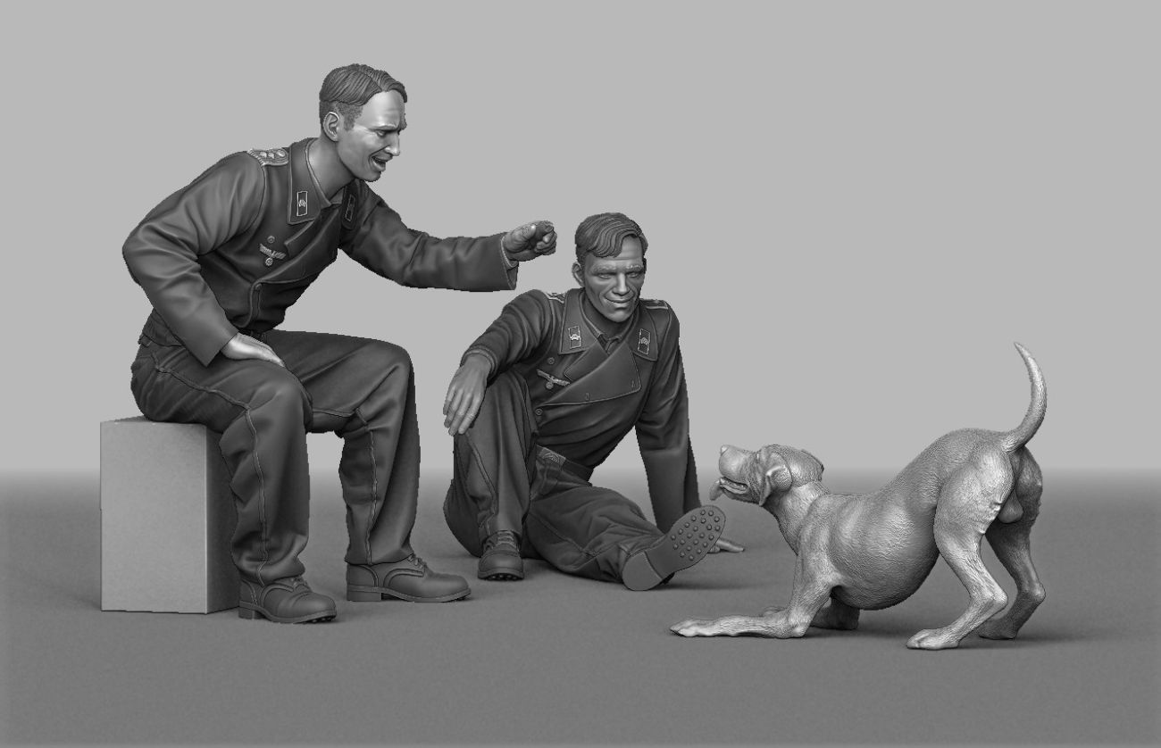 1:35 German tankers playing with a puppy set