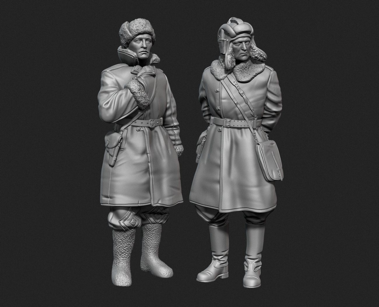 1:35 Soviet tank officers in sheepskin coat set