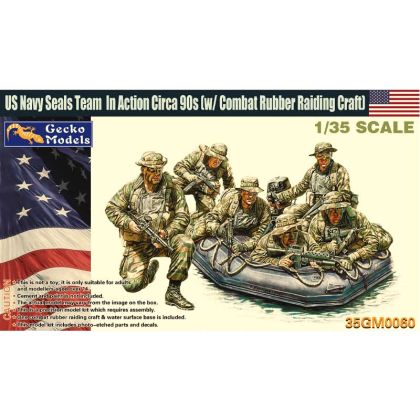 1:35 US Navy Seals Team In Action Circa 90s w/ Combat Rubber Raiding Craft