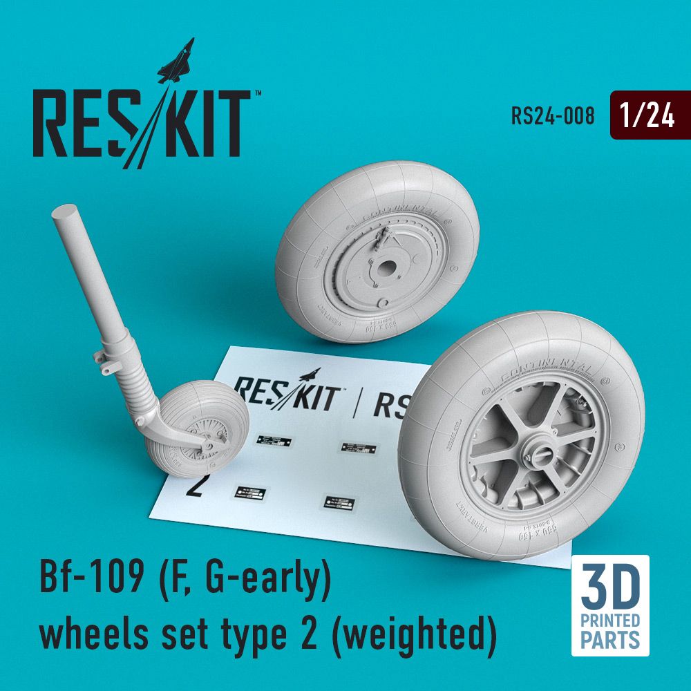 1:24 Bf-109F/Bf-109G-early) wheels set type 2 (weighted)