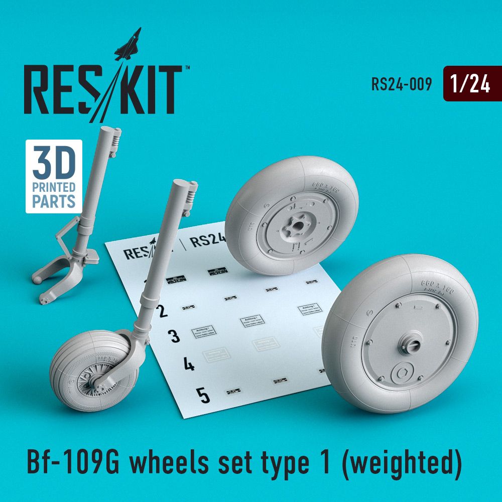 1:24 Bf-109G wheels set type 1 (weighted)