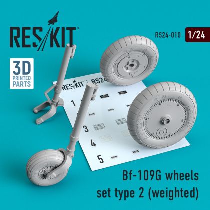 1:24 Bf-109G wheels set type 2 (weighted)