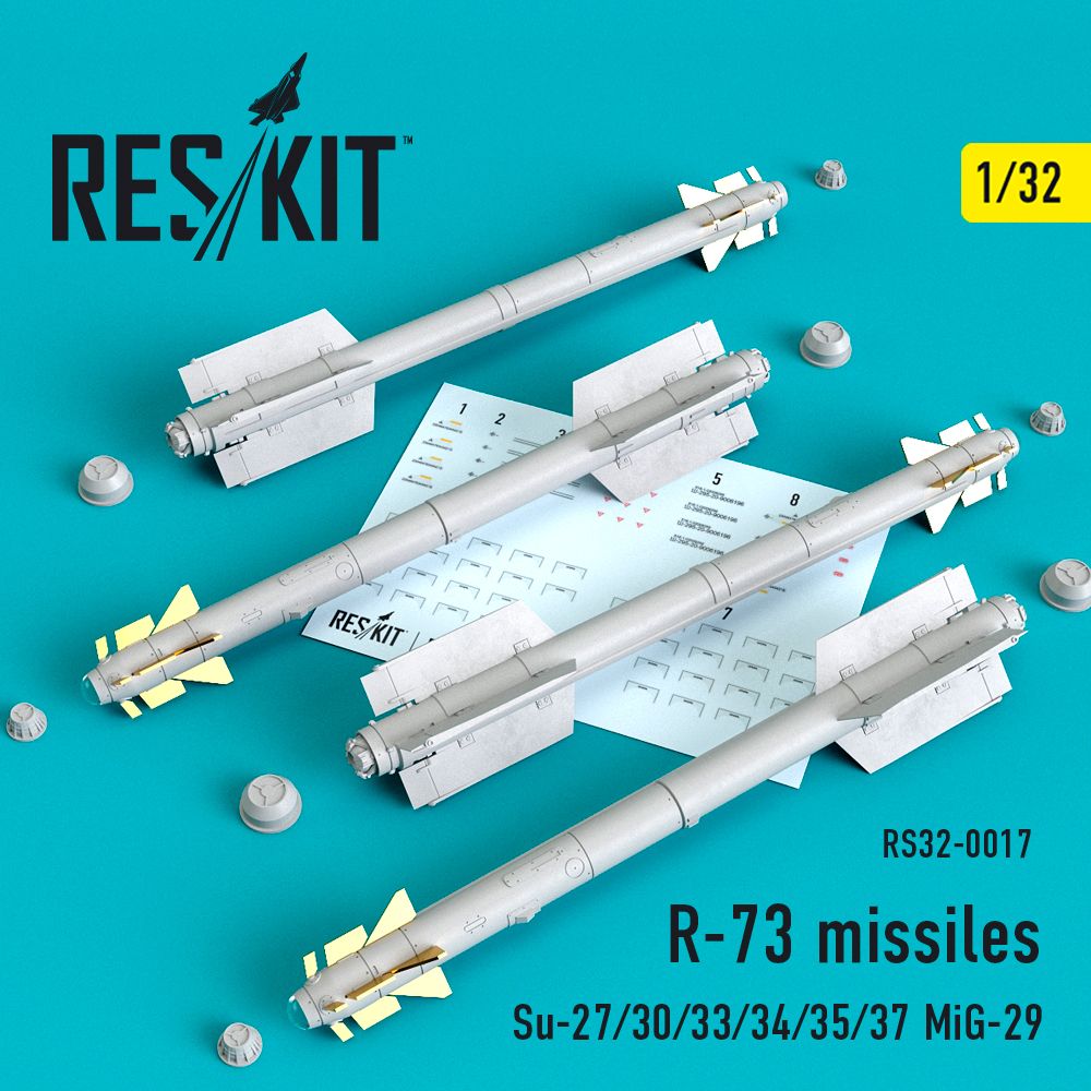1:32 R-73 soviet missiles (4 pcs) (Sukhoi Su-27/Su-30/Su-33/Su-34/Su-35/Su-37 Mikoyan MiG-29)