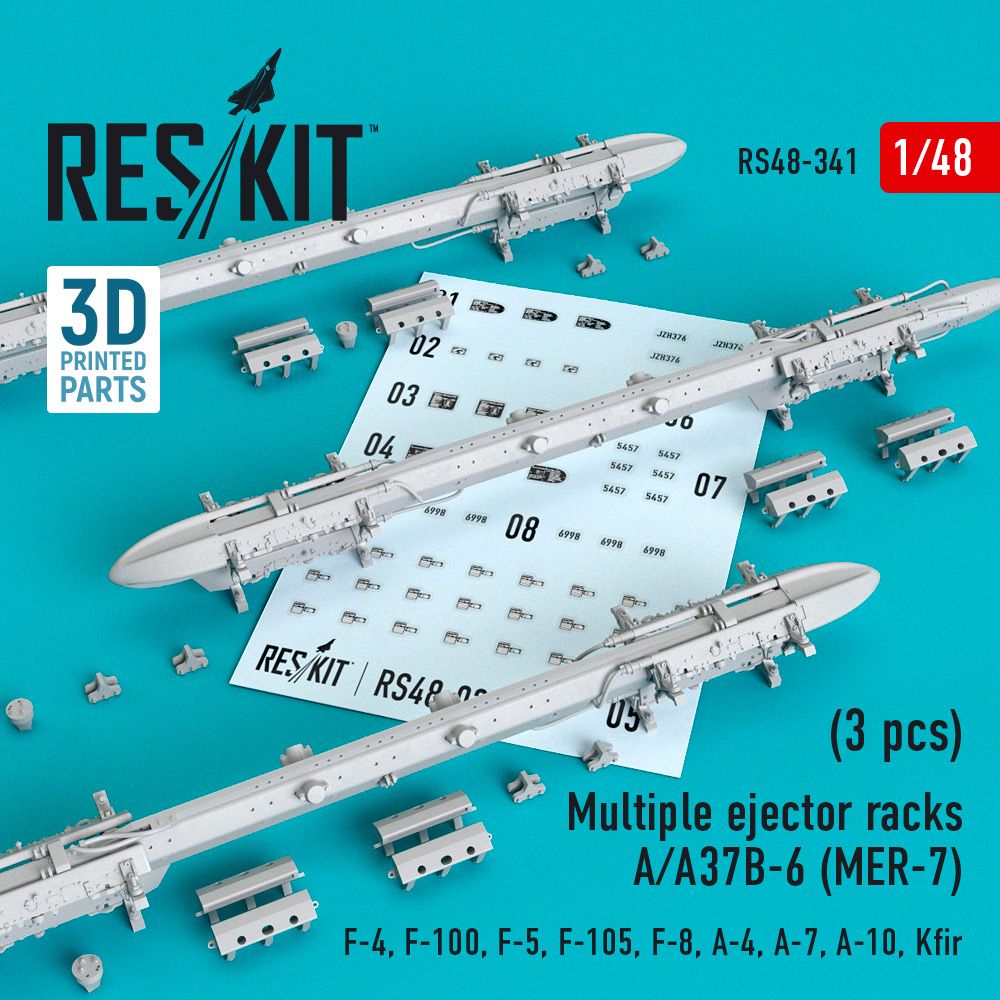 1:48 Multiple ejector racks A/A37B-6 (MER-7) (3 pcs) ( F-4 Phantom, F-100, F-5E, F-105,  F-8, A-4, A-7, A-10, Kfir)