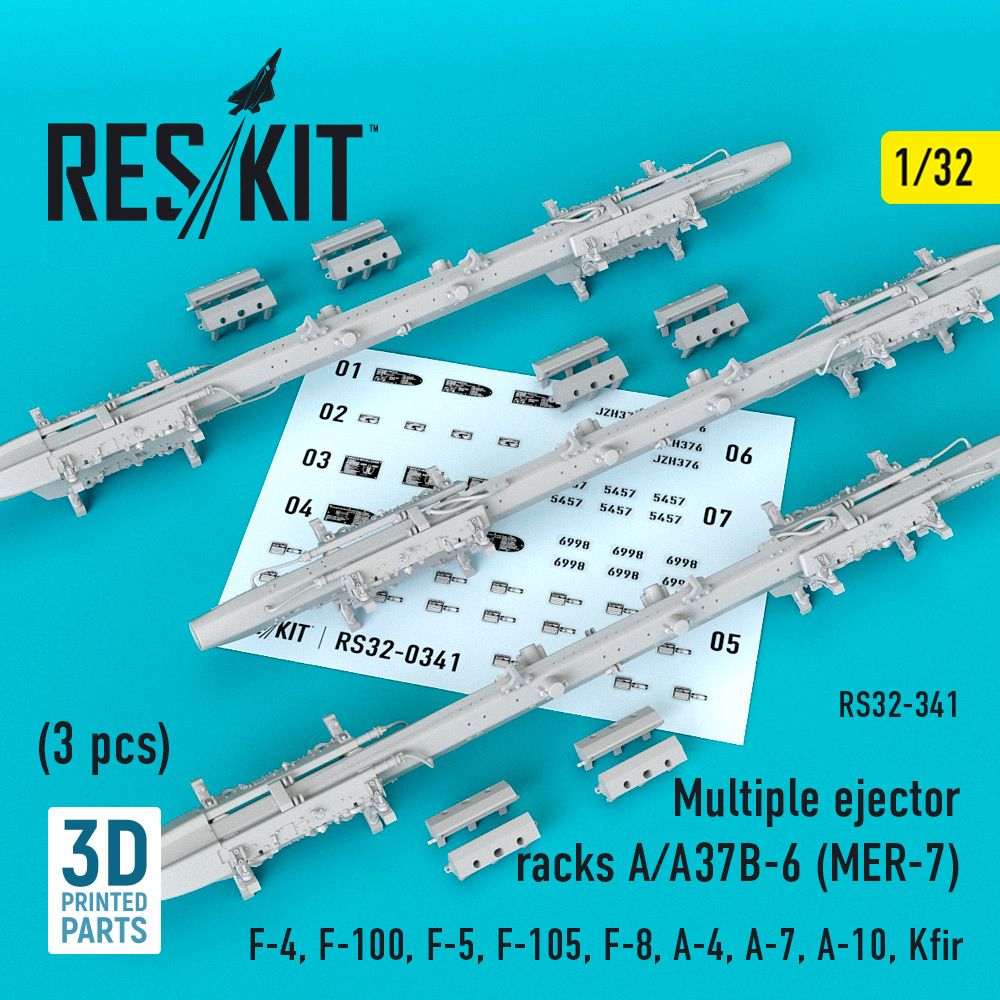 1:32 Multiple ejector racks A/A37B-6 (MER-7) (3 pcs) (McDonnell F-4 Phantom , F-100, F-5, F-105, F-8, A-4, A-7, A-10, Kfir)