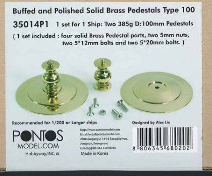 Buffed and Polished Solid Brass Pedestals Type 100 for Ship models