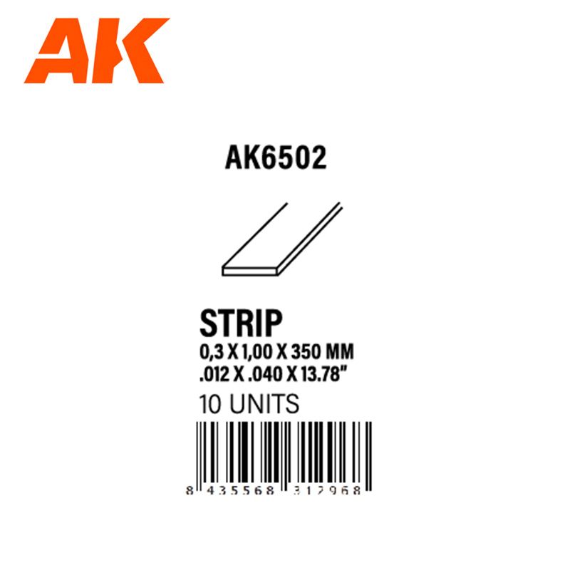 STRIPS 0.30 X 1.00 X 350MM – STYRENE STRIP – (10 UNITS)