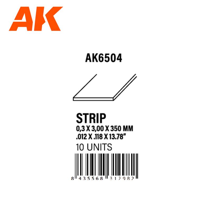 STRIPS 0.30 X 3.00 X 350MM – STYRENE STRIP – (10 UNITS)