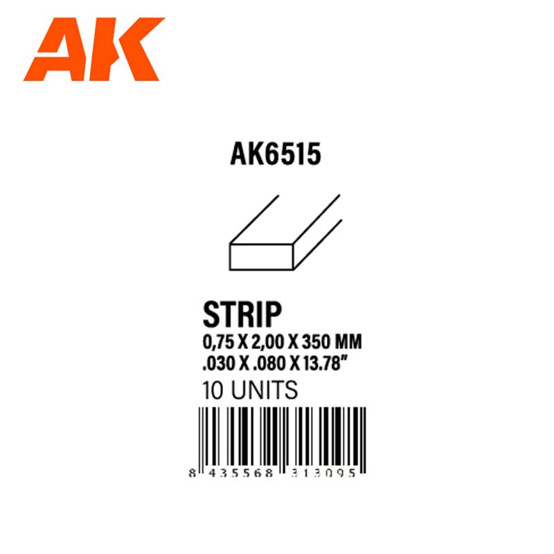STRIPS 0.75 X 2.00 X 350MM – STYRENE STRIP – (10 UNITS)