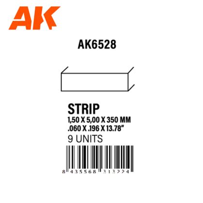 STRIPS 1.50 X 5.00 X 350MM – STYRENE STRIP – (9 UNITS)