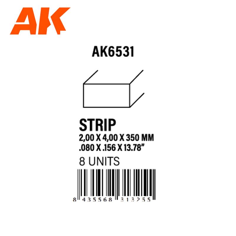 STRIPS 2.00 X 4.00 X 350MM – STYRENE STRIP – (8 UNITS)