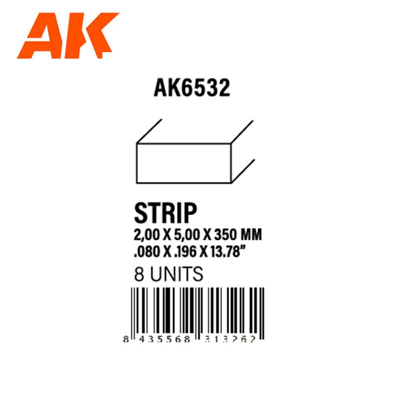 STRIPS 2.00 X 5.00 X 350MM – STYRENE STRIP – (8 UNITS)